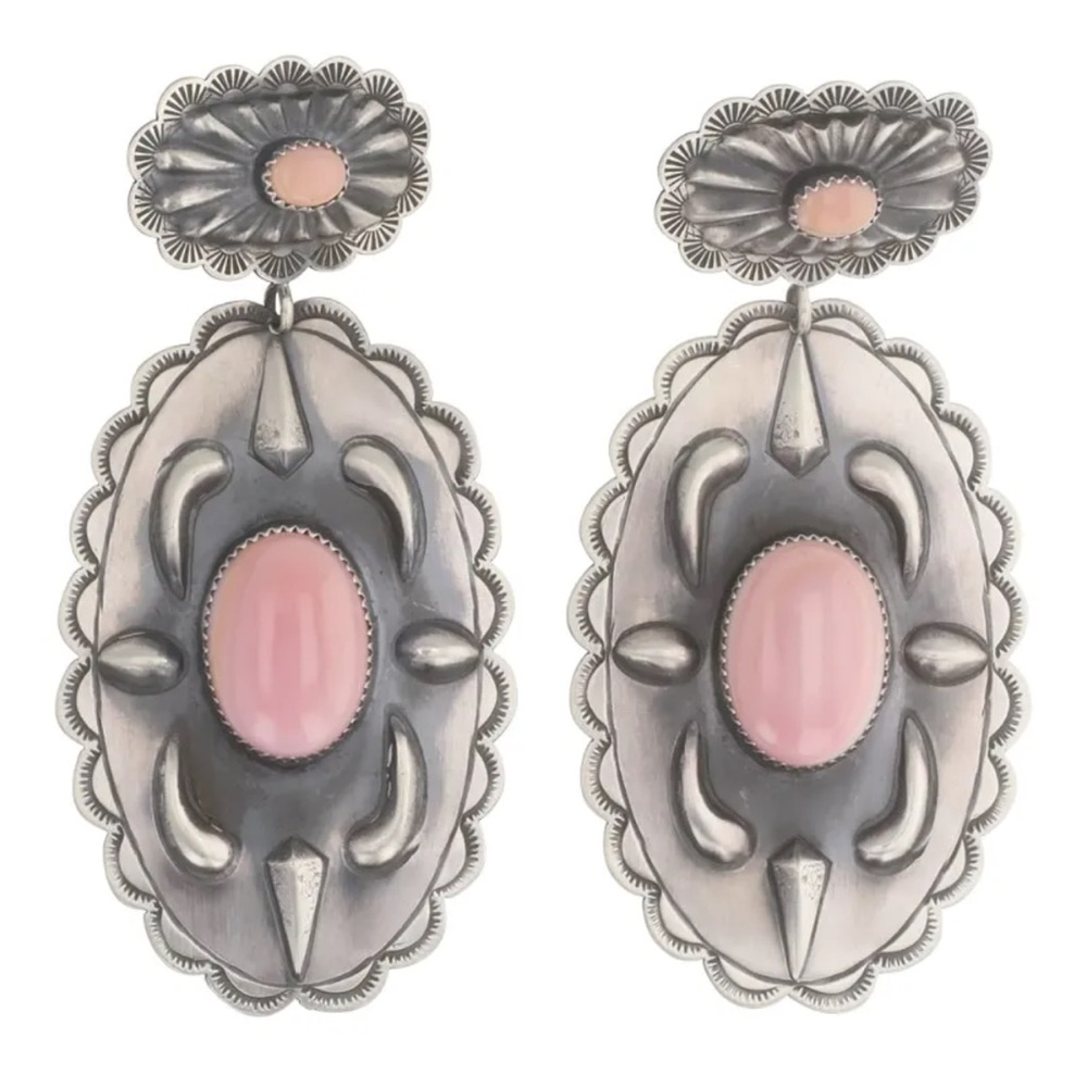 Navajo Pink Conch Earrings